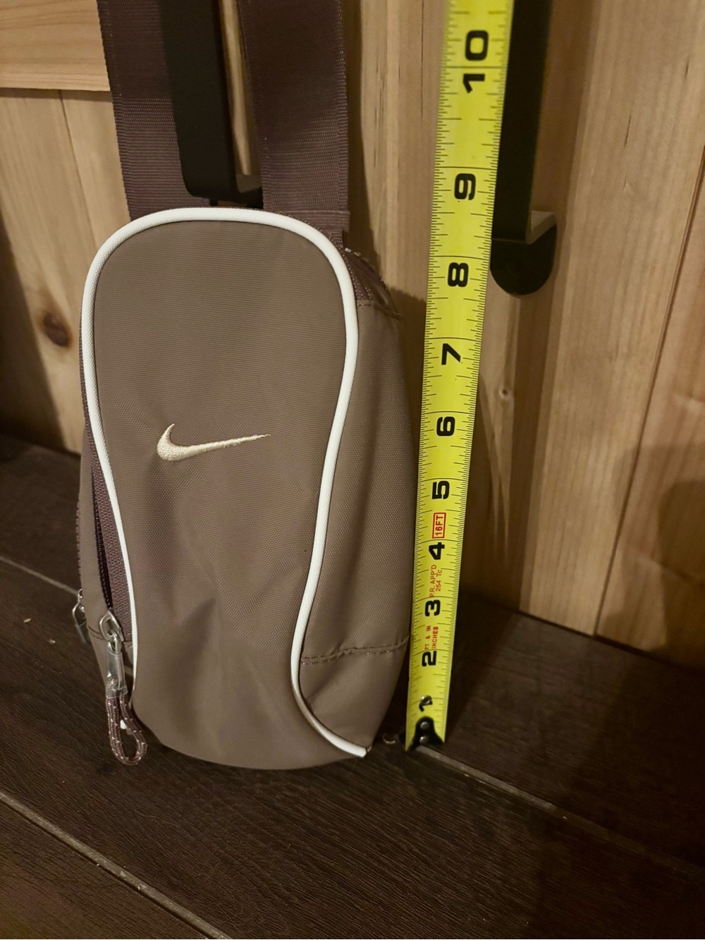 Nike Small Crossbody Bag in Taupe with White Piping